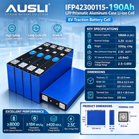 Cellule prismatique LiFePO4 LFP 3.2V 190Ah de qualité pour stockage d'énergie solaire, véhicules électriques, camping-cars, ESS, OEM AUSLI, 8000 cycles