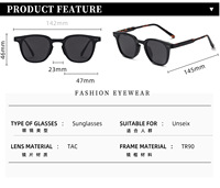Lunettes de soleil polarisées vintage carrées unisexe TR90 CP Temple TR Frame pour homme, monture noire, tendance extérieure