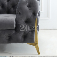 Muebles de ocio modernos, conjunto de sofá de terciopelo gris, novedad, venta al por mayor