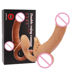 Fabrik Großhandelspreis Lesbisch 2-Kopf-Dildos realistischer Penis Teleskop-Sexvibrator Erwachsenenspielzeugzubehör für Frau Masturbation