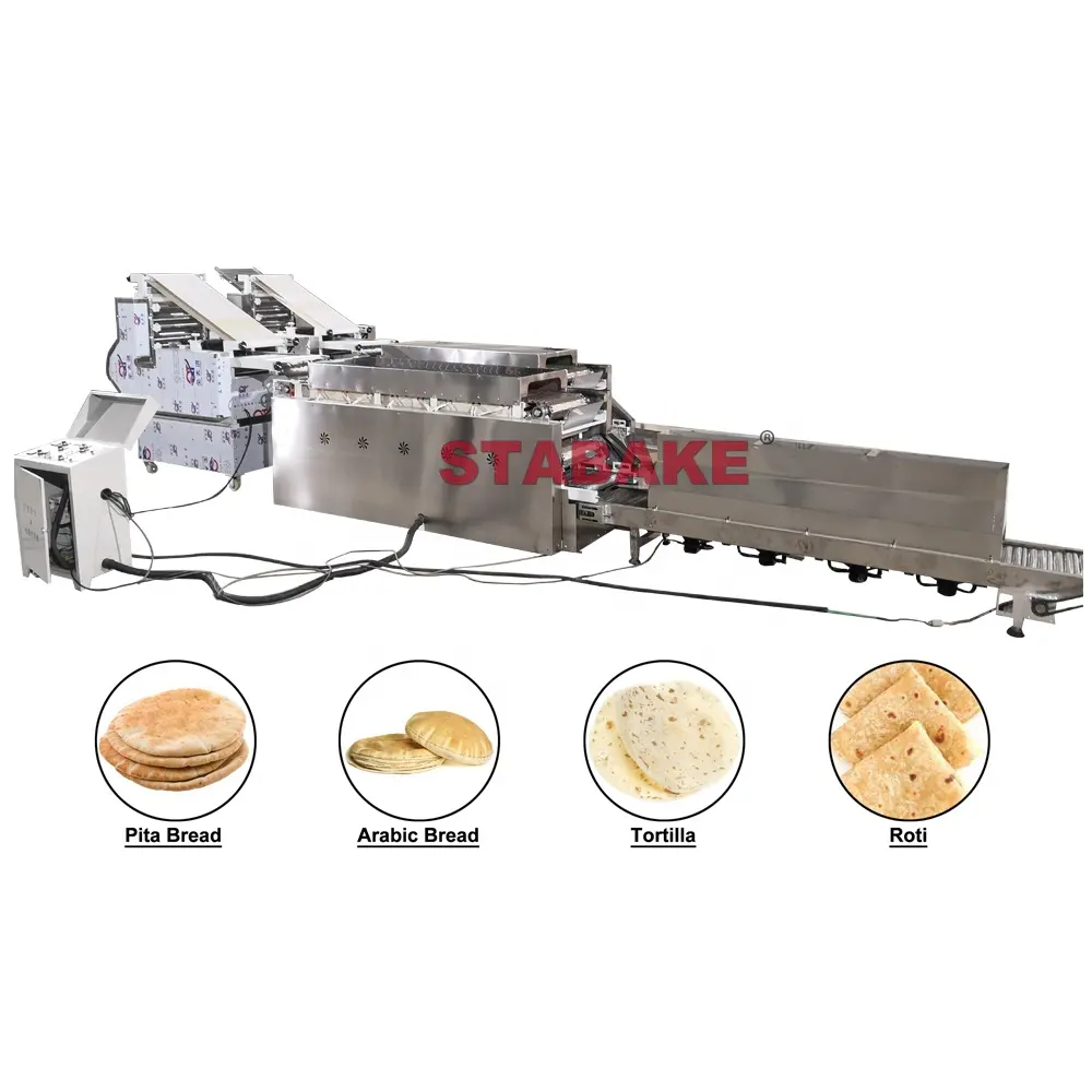 Linha de produção de máquina de pão capati shawarma, tortilha industrial automática para fazer pão lebanês