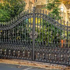 Rising Custom Windproof Modern Metal Grill Diseño de doble puerta Puerta delantera esmaltada Precio forjado de hierro con precio de fábrica - Product Image 3