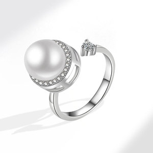 High Quality Shell Pearl Gemstone <b>Rings</b> Rotating Anxiety <b>Adjustable</b> <b>Ring</b> Copper Gold Plated Trendy for Women - Product Image 6