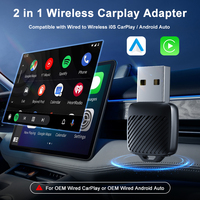 Adaptador Inalámbrico 2 en 1 para Carplay y Android Auto, Convierte Carplay/Android Auto con Cable a Inalámbrico para Autos