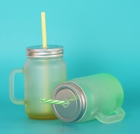 Gobelets Mason populaires pour adultes, à sublimation, dégradés, avec couvercles à paille rabattable, en verre vierge de couleur fluorescente, de qualité alimentaire et compatibles lave-vaisselle