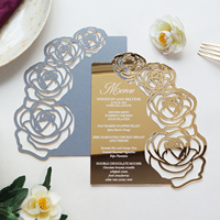 Elegante menú de boda de acrílico dorado con diseño de Rosa cortada con láser para decoración de mesa de recepción