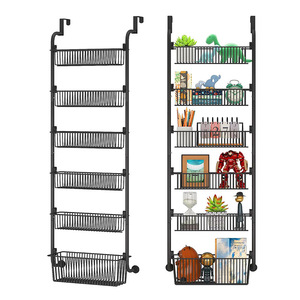 Over Door Storage Rack 6 Tier <b>Black</b> <b>Hook</b> Type Multi Purpose No Drilling Required Kitchen pantry organizer - Product Image 5
