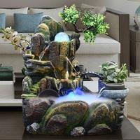 Fuentes de Interior Modernas de Resina, Cascada Decorativa de Escritorio, Humidificador Práctico para el Hogar, Paisaje de Belleza para la Sala de Estar