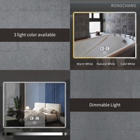 Miroir intelligent pour salle de bain avec affichage de la température et de l'humidité, dégivreur, écran tactile, TV et rétroéclairage LED