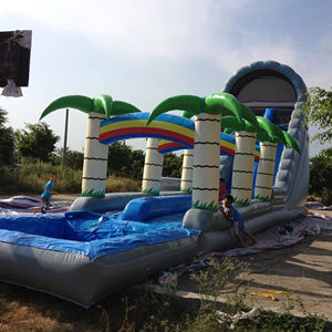 Grandes glissades aquatiques gonflables en forme de palmier de coco pour l'extérieur, en PVC, pour un plaisir universel de glisse et de saut - Product Image 1