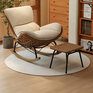 Fauteuil à bascule en cuir <span class=keywords><strong>Letao</strong></span> Tao avec motif pied-de-poule, design moderne, meubles confortables pour le salon - Product Image 4