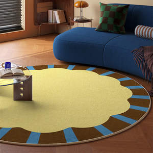 Tapis de sol rond en velours cristal pour enfants, motif géométrique abstrait, usage domestique, tapis de ramper résistant à l'usure, House Coco 02 - Product Image 5