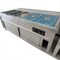 Chariot de service alimentaire en acier inoxydable avec comptoir isolé et couvercle en verre pour cuisines commerciales
