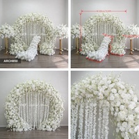 Gapura Bunga Pernikahan Minimalis Bulat 8*10 kaki Warna Putih, Gapura Bunga Pernikahan Buatan Tangan Realistis dengan Hiasan Wisteria Gantung