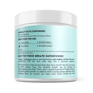 مسحوق تنظيف الأسنان للكلاب حصرياً من الشركة المصنعة، مكمل غذائي بالفيتامينات والمعادن صديق للبيئة 180 جرام لإزالة الجير ورائحة الفم الكريهة - Product Image 4