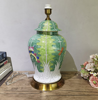 Antique chinois peint à la main Bok Choy grand pot de gingembre en céramique porcelaine lampe de Table pour salon chevet décoratif maison