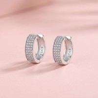 Boucles d'oreilles clous en argent sterling 925 AYGYF080-DA, torsadées et lisses, style Huggie, minimalistes, pour femme, bijoux à porter au quotidien