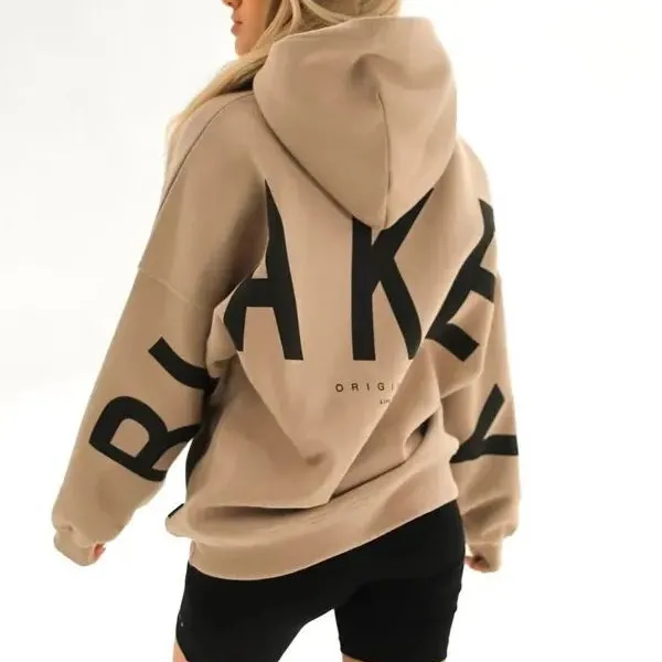 겨울 패션 고품질 스웨터 프린트 두꺼운 다목적 긴팔 탑 느슨한 후드 후드 여성