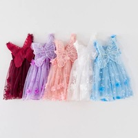 Robe tutu en tulle pour bébé fille, broderie florale 3D, sans manches, robe de princesse, robe de fête pour séance photo d'anniversaire pour tout-petits