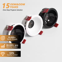 Plafonniers LED encastrés en nid d'abeille 9W 12W 15W 18W 20W 24W AC90-260V COB en aluminium, spot lumineux CRI 98