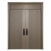 Porte principale contemporaine en acier champagne à double battant avec poignées à empreinte digitale pour showroom design