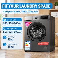 10kg Front Load Washing Machine Automatic Electric Washer Stainless Steel Housing ABS Tub 1400 RPM Touchscreen for Home