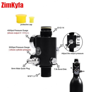 Régulateur HPA Zimakyfa à double manomètre réglable en alliage d'aluminium noir, station de remplissage de valve pneumatique 0 à 3000 psi M18*1.5 - Product Image 3