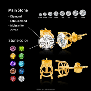 Professional Custom 14k Soild <strong>Gold</strong> Inlay <strong>Earring</strong> Settings Diamond Stud Round Stone <strong>Earrings</strong> Semi <strong>Mount</strong> - Product Image 6