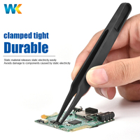 Pince à épiler antistatique en plastique pour salle blanche, kit de pinces ESD pour composants électroniques, réparation de téléphones et de cartes PCB