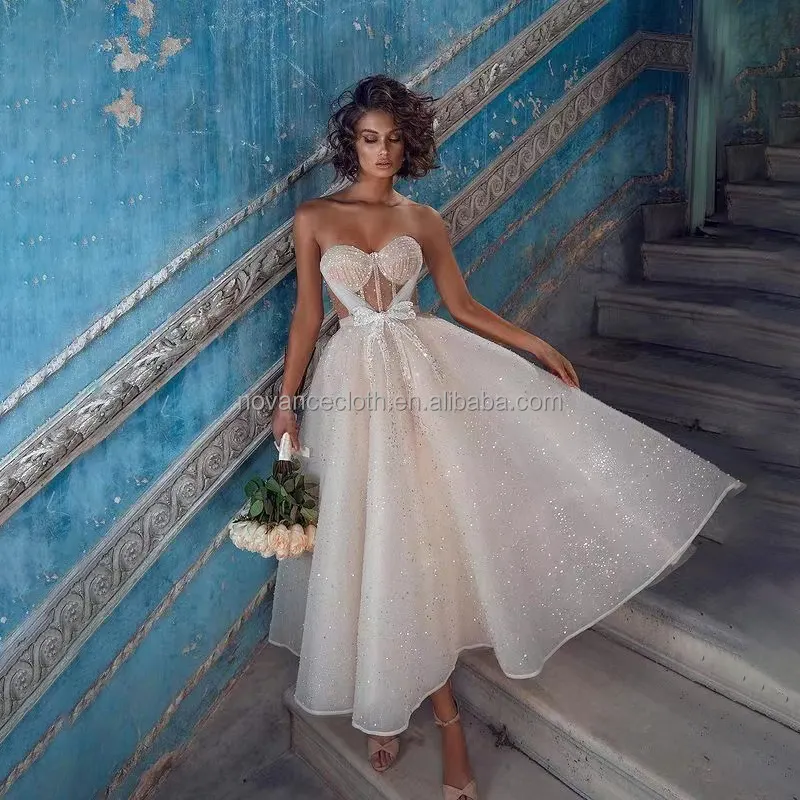 Novance F3045 elbise kadın moda 2022 düğün elbisesi gelin kıyafeti akşam kumaş beyaz Modelos De Faldas Para Senoras Adultas
