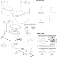 WC à chasse directe en céramique, cuvette en porcelaine vitreuse, toilettes deux pièces à jet tornade, WC à siphon en P ou en S