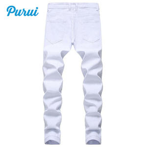 <span class=keywords><strong>Jeans</strong></span> strappati strappati strappati da <span class=keywords><strong>uomo</strong></span> <span class=keywords><strong>Jeans</strong></span> Slim dritti in cotone bianco per <span class=keywords><strong>uomo</strong></span> - Product Image 2