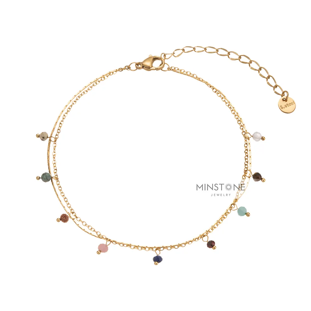 Bohemian Anklet Colorful Rainbow Anklet Waterproof Stainless Steel Anklet For women 18K Gold