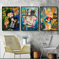 Affiche Graffiti Décorative pour Maison Moderne POP Toile Art Prints Rich Man Street Wall Art Peinture Chambre à coucher Art Déco Cartoon Style