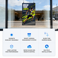 Pantallas de Señalización Digital para Montaje en Pared, Equipo de Publicidad LCD Colgante, Pantallas de Doble Cara de 55 Pulgadas con Android y Alto Brillo para Ventanas