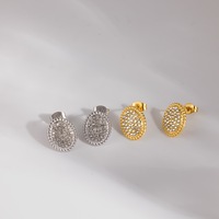 Boucles d'oreilles RH pour femmes, luxe léger, haute qualité, incrustation de diamants ovales, plaqué or 18 carats, acier inoxydable, ne ternit pas, bijoux tendance