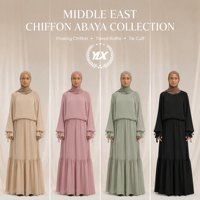 Nouvel Arrivage 2026 – Ensemble Abaya Deux Pièces Beige pour Femme, Vêtement Islamique Modeste en Mousseline, Tenue de Luxe de Dubaï avec Poignets à Cordon
