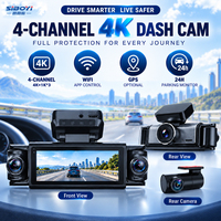 360 Derece 4 Kanallı 4K 1080P WiFi Araç Kamerası 3.39" IPS Araç DVR Kamerası, İsteğe Bağlı GPS ile 24 Saat Park İzleme Özelliğiyle Sürüş İçin
