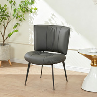 Chaise de salle à manger moderne rembourrée, avec coutures verticales, en similicuir, pieds en métal noir, chaise d'appoint pour salle à manger, cuisine, maison