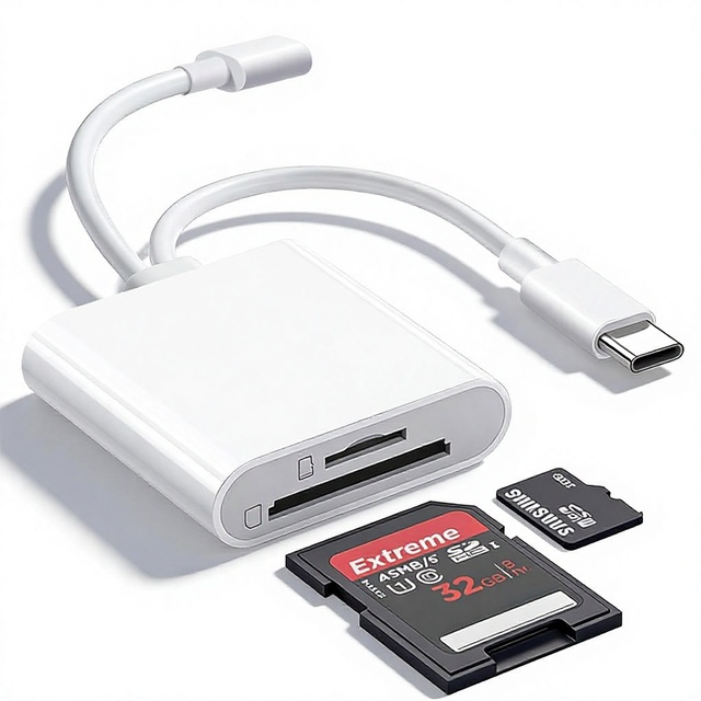 2-in-1 SD & TF Card Reader USB-C for iPhone 16/15/14/13/12 MacBook Trail Camera-Plug & Play