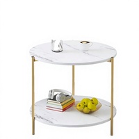 Table d'appoint pliable en fer noir à 2 niveaux avec plateau amovible, table basse en métal, table de chevet pour salon et chambre à coucher - Vente en gros