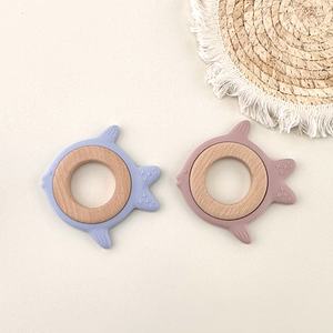 Jouet <span class=keywords><strong>de</strong></span> <span class=keywords><strong>dentition</strong></span> en silicone rond CE en bois pour nouveau-né, breloque <span class=keywords><strong>de</strong></span> <span class=keywords><strong>dentition</strong></span> en silicone et en bois - Product Image 1