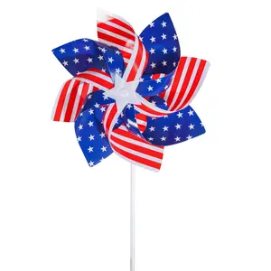 愛国心が強い風車7月4日風車アメリカ国旗パーティーは独立記念日風車記念日の装飾小道具を支持します