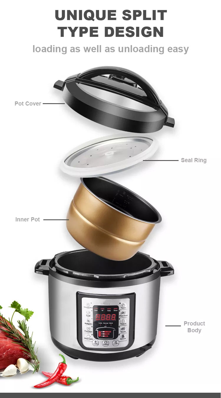 D04 All in 1 Electric Multi-purpose Pressure Cooker 5L to 12L Oem Big Size Hotel Restaurant Multi Middle East Pressure Cooker