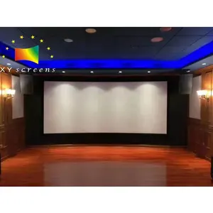 Home theater UHD 8K fibra tecida acústica fixa tela do projetor com alto-falantes do sistema de som atrás 150 polegadas