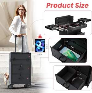 Valise de maquillage professionnelle en aluminium avec fermeture à cadenas, grande capacité, portable, pour les coiffeurs, utilisation en salon de beauté - Product Image 4