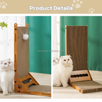 Griffoir pour chat en forme de L en carton ondulé avec balle
