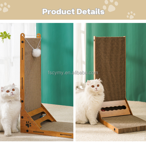 Hete Verkoop Kat Krabpaal Golfkarton L Vorm Scratcher Met Bal - Product Image 4