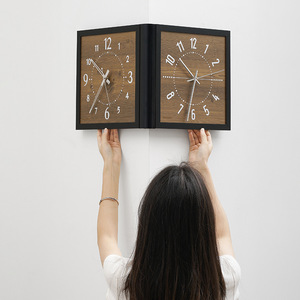 Reloj de pared de doble cara, rectangular, funciona con pilas, movimiento de cuarzo, para sala de estar - Product Image 4
