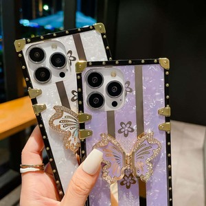 Luxe Diamant Papillon Stand Titulaire Shell Motif Carré Type TPU Housse de Téléphone Portable Pour <span class=keywords><strong>Samsung</strong></span> <span class=keywords><strong>Galaxy</strong></span> S21 S22 S23 S24 - Product Image 4